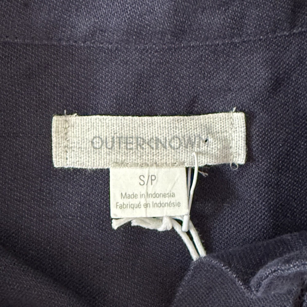 Outerknown Shirt Dress Long Sleeve Organic Cotton Linen Blend Navy Blue Small - Picture 7 of 9